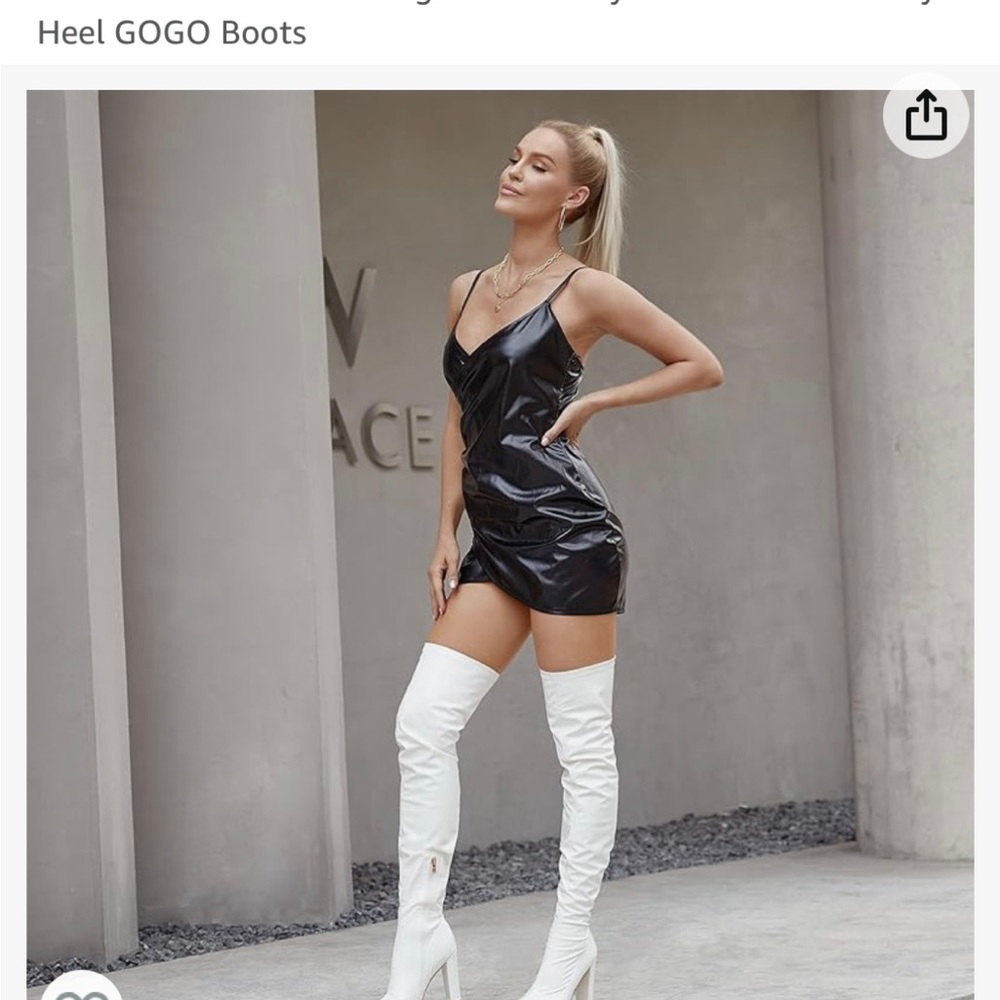 White hot Patent Leather Over the Knee White Boots Size 11